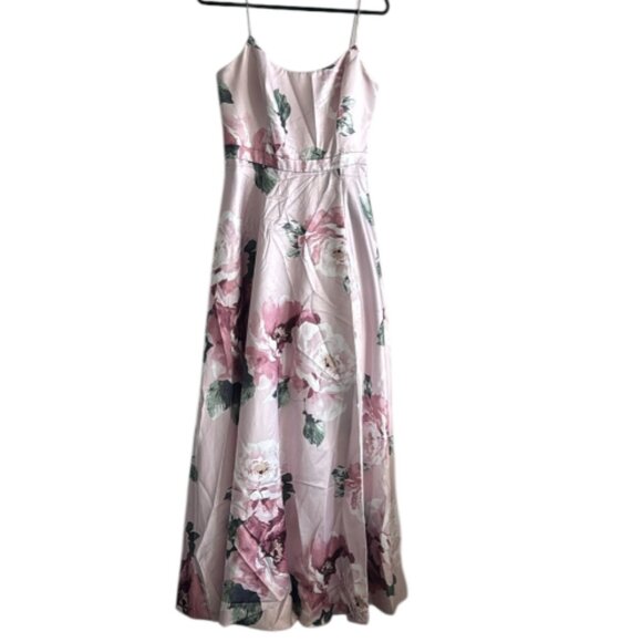 Xscape Floral Print Satin Gown Evening Dress Sz.8 - Picture 16 of 16